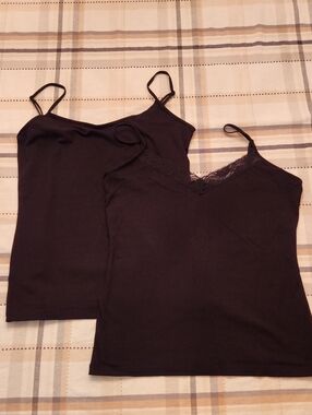 Black Spaghetti Strap Camisole Tops - Set of 2 Large